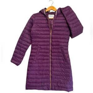 Michalsky Germany S EUC downfilled Deep Purple Puffer pink stripes on hood